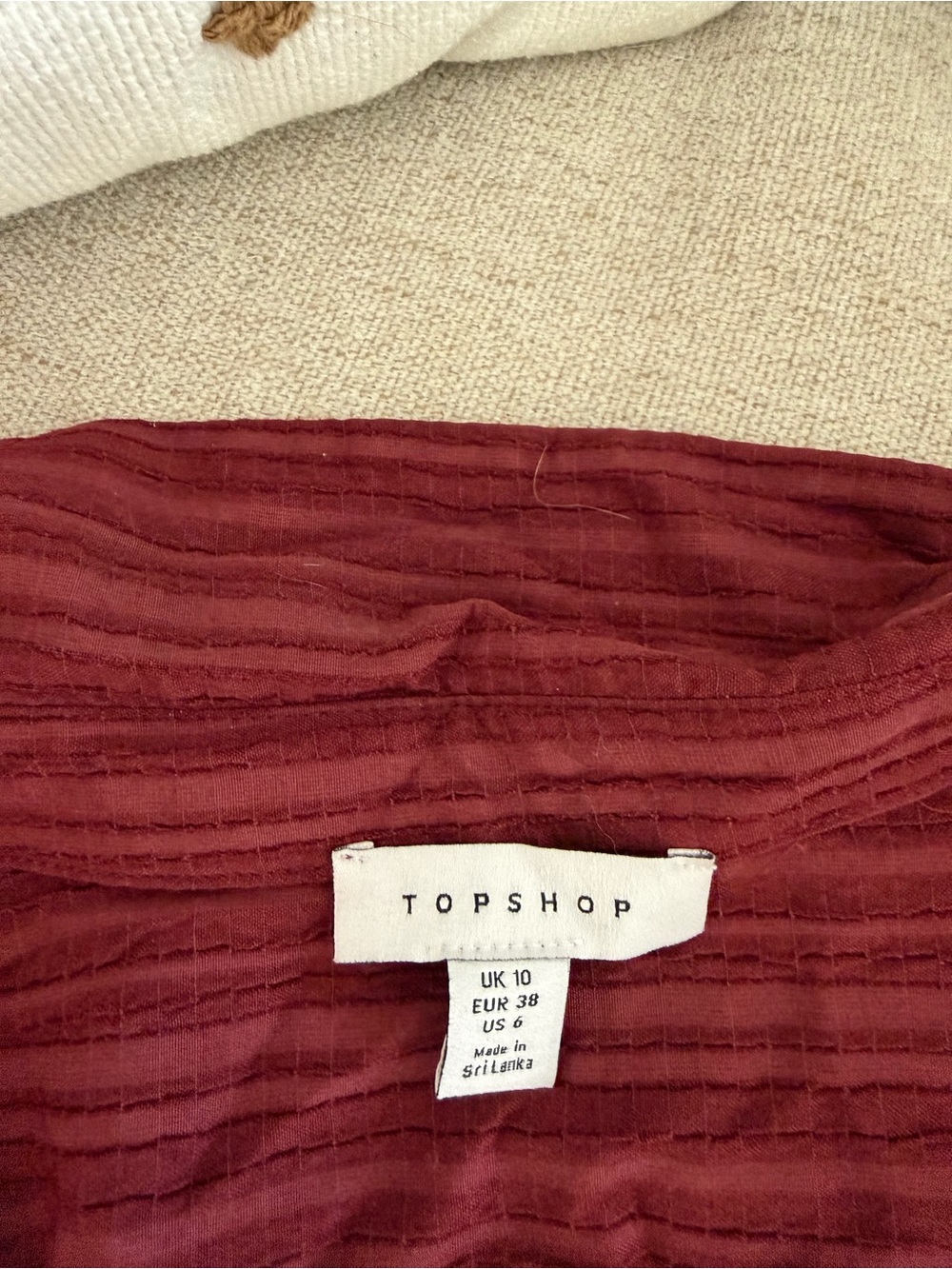 Topshop Ribbed Deep Wine Button-Up - Picture 2 of 2